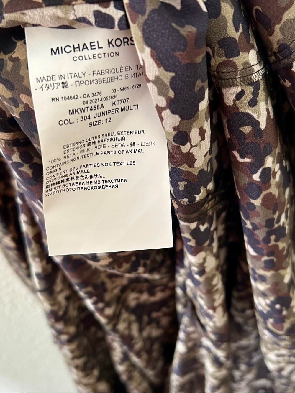 Michael Kors Silk Runway Dress in Juniper Camo print sz 12 originally $2690 - Picture 12 of 15